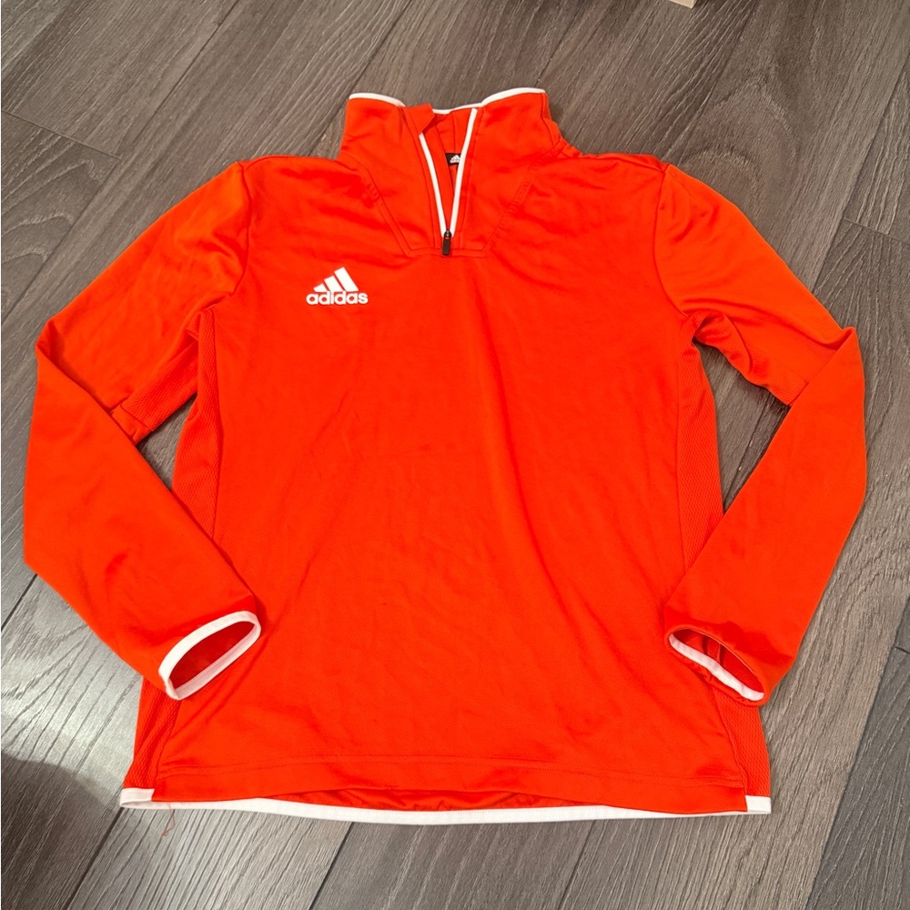 LIKE NEW Adidas Burnt Orange/Red Quarter-Zip Athletic Pullover Sweater